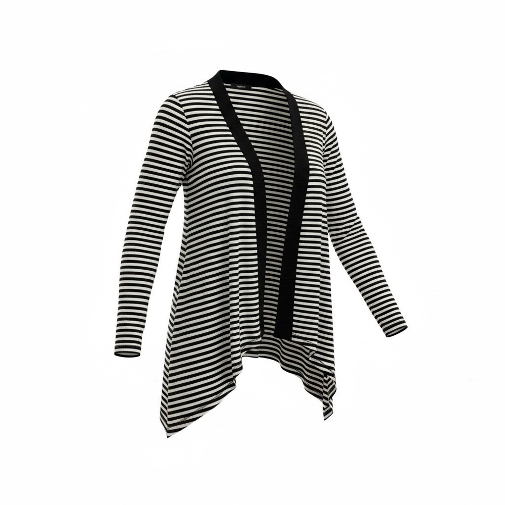 LIZ CLAIRBORNE Weekend Open-Front Cardigan Sweater Women Sz L Black/White Stripe